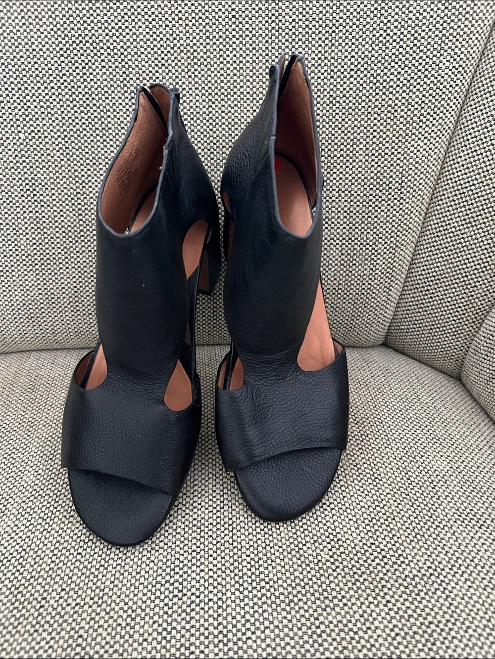 Gentle souls Black Open-Toe Leather Heels - Women